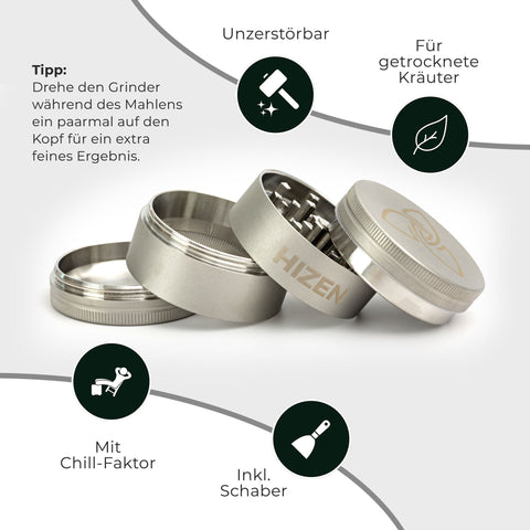 Edelstahl Grinder 4 teilig 5,0 cm