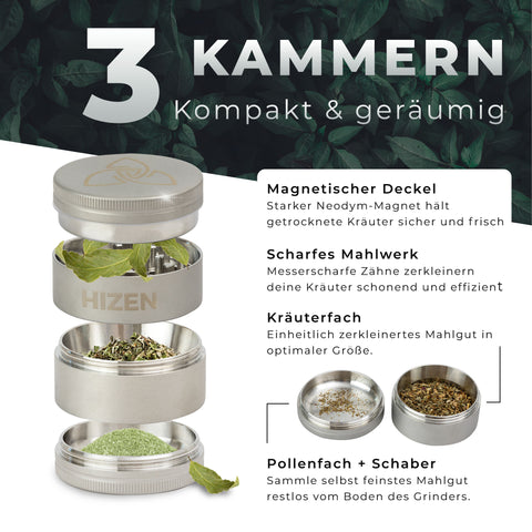 Edelstahl Grinder 4 teilig 5,0 cm