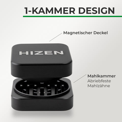 Grinder Alu viereckig - schwarz 5,5 cm