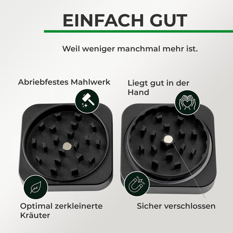 Grinder Alu viereckig - schwarz 5,5 cm