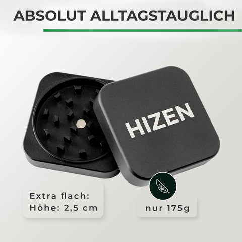 Grinder Alu viereckig - schwarz 5,5 cm