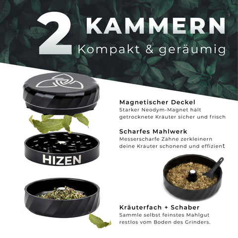 Alumium Grinder 3-teilig 63mm - HIZEN